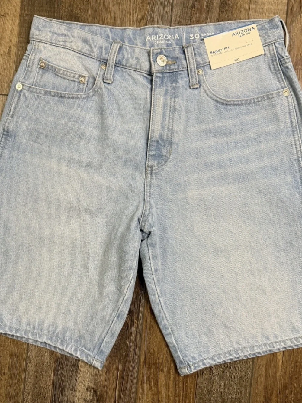 Arizona Mens Shorts 30W Black & Blue Baggy Fit 10